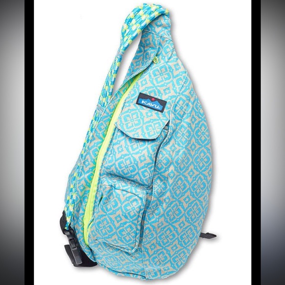 KAVU Patterned Sling Bag with Lime Accents - Picture 1 of 4